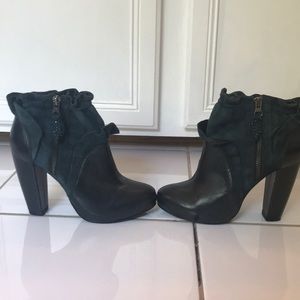Rebecca Taylor Leather Boots with Teal Suede
